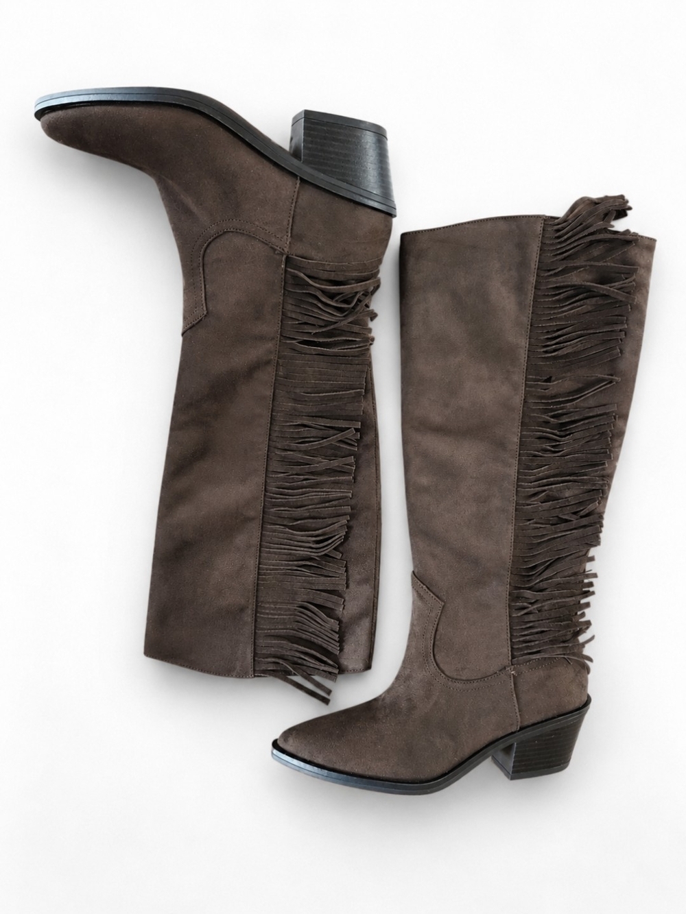 Universal Thread Fringe Knee High Boots NWT Size 8 Brown Western Boho